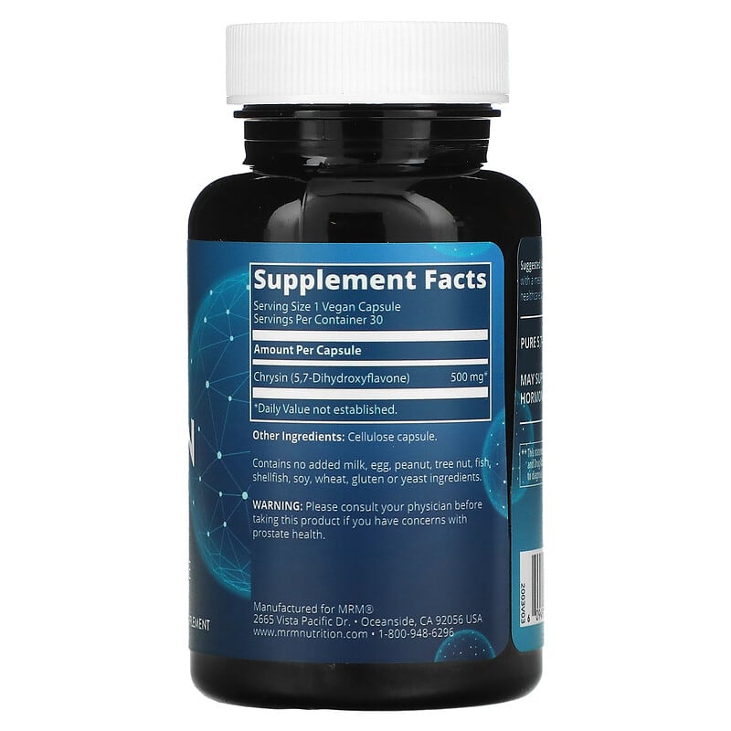 MRM Nutrition, Chrysin 500, 30 Vegan Capsules 609492710208