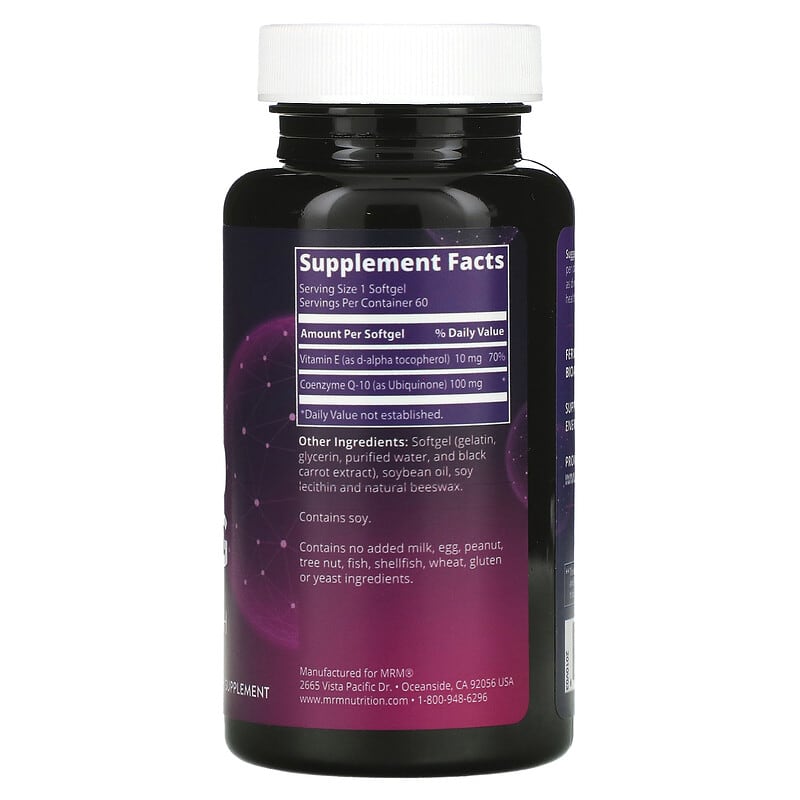 MRM Nutrition, CoQ-10, 100 mg, 60 Softgels 609492550088