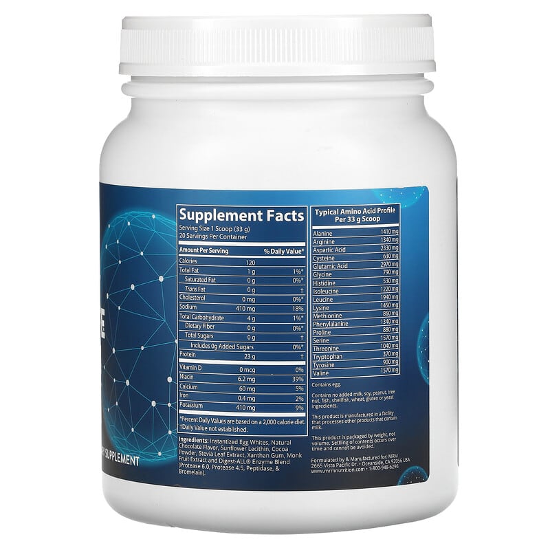 MRM Nutrition, Egg White Protein, Chocolate, 1.5 lbs (680 g) 609492720757