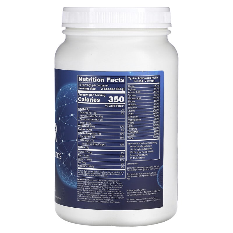MRM Nutrition, Gainer with Probiotics & Postbiotics, Vanilla, 3.3 lb (1,512 g) 609492730060