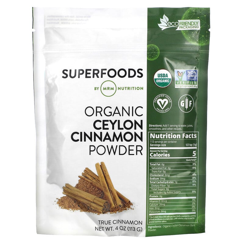 MRM Nutrition Organic Ceylon Cinnamon Powder 4 oz (113 g) 609492800374