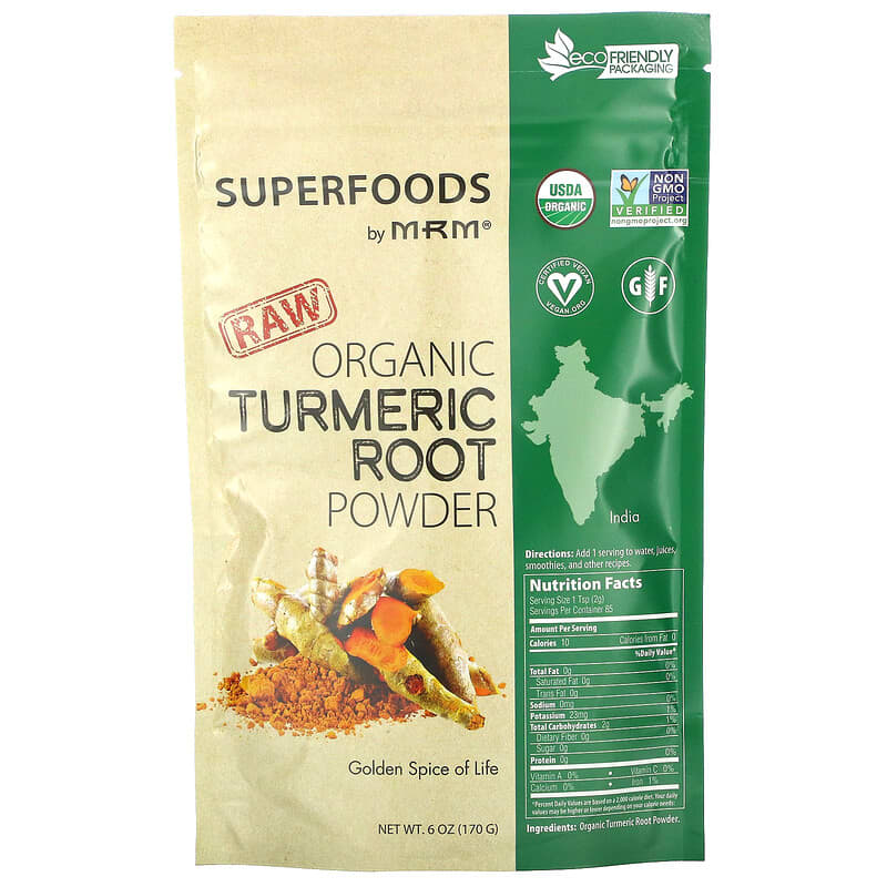 MRM Nutrition Raw Organic Turmeric Root Powder 6 oz (170 g) 609492800053