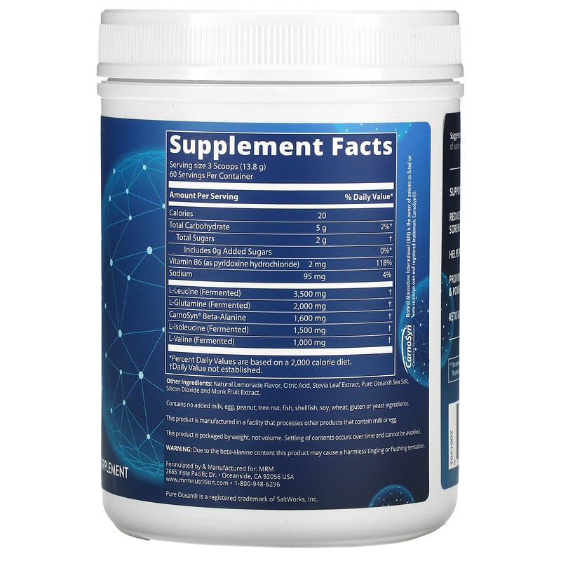 MRM Nutrition, Reload BCAA+G , Post-Workout Recovery, Lemonade, 29.6 oz (840 g) 609492710376