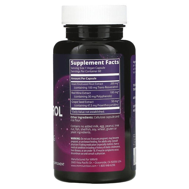 MRM Nutrition, Resveratrol, 60 Vegan Capsules 609492850003
