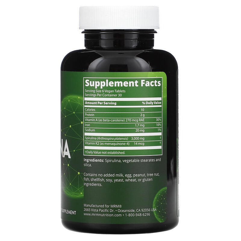 MRM Nutrition, Spirulina, 180 Vegan Tablets 609492800350