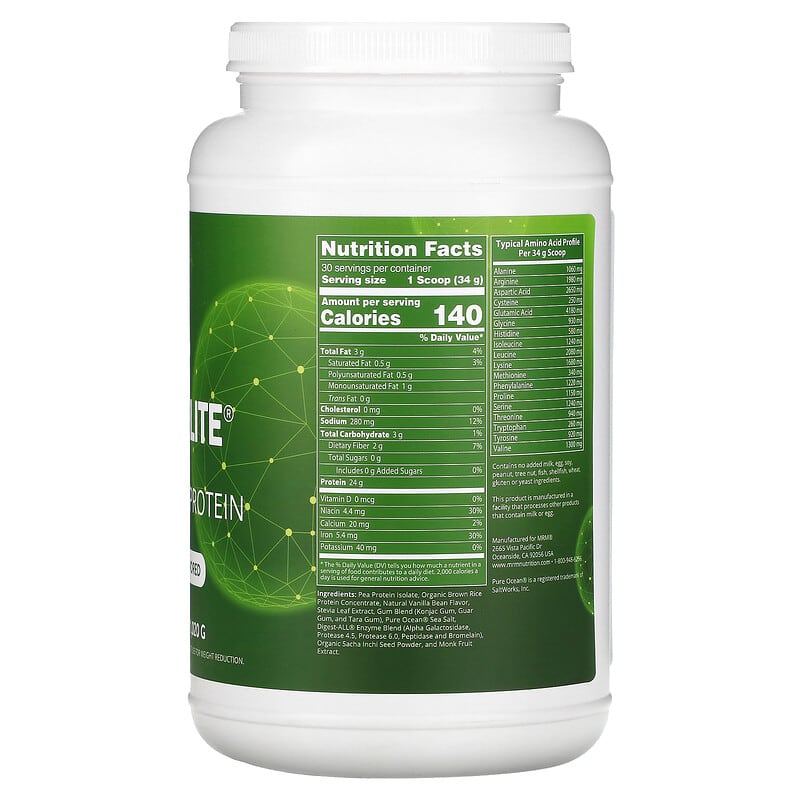 MRM Nutrition, Veggie Elite, Performance Protein, Vanilla Bean, 2.2 lb (1,020 g) 609492722256