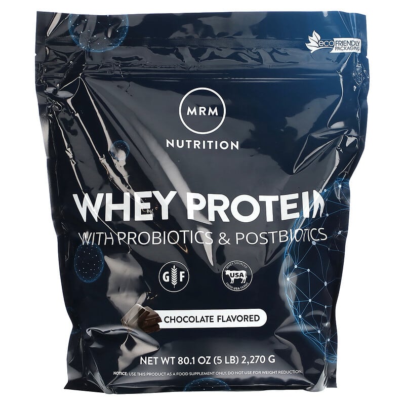 MRM Nutrition Whey Protein with Probiotics & Postbiotics Chocolate 5 lb (2,270 g) 609492720504