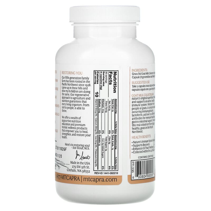Mt. Capra, Goat Milk Colostrum, 120 Capsules 633924000056