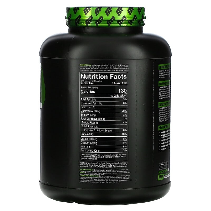 MusclePharm, Combat 100% Whey Protein, Chocolate Milk, 5 lbs (2,278 g) 19962717024