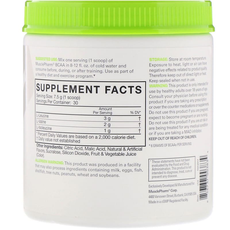 MusclePharm, Essentials, BCAA, Blue Raspberry, 0.50 lbs (225 g) 856737003834