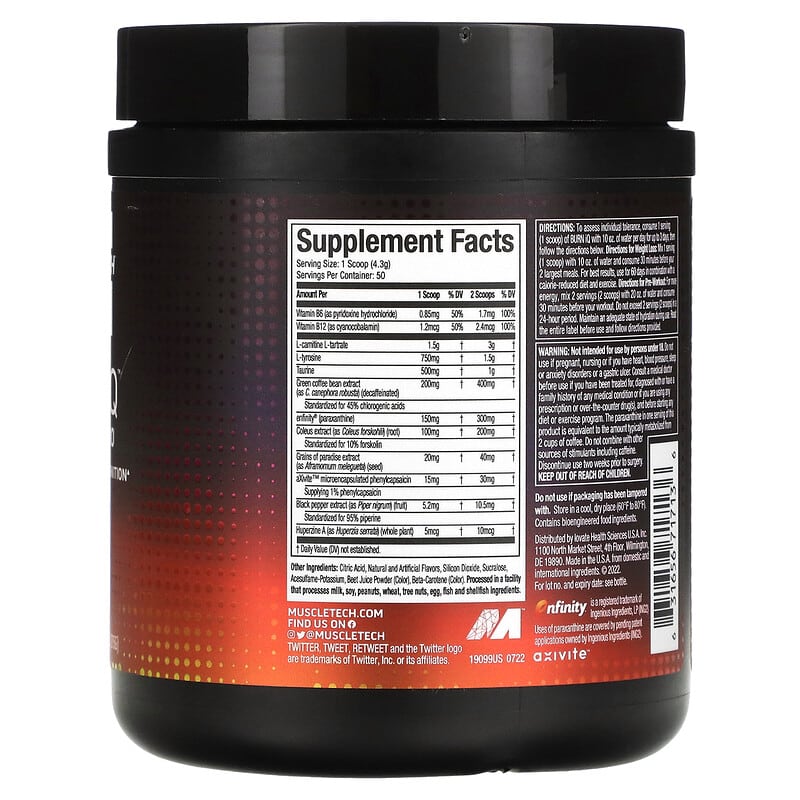MuscleTech, Burn iQ, Smart Thermo, Mango Chili Lime, 7.58 oz (215 g) 631656717136