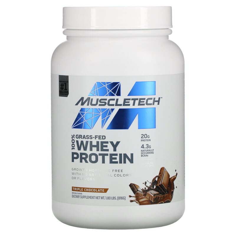 MuscleTech Grass-Fed 100% Whey Protein Triple Chocolate 1.8 lbs (816 g) 631656715965