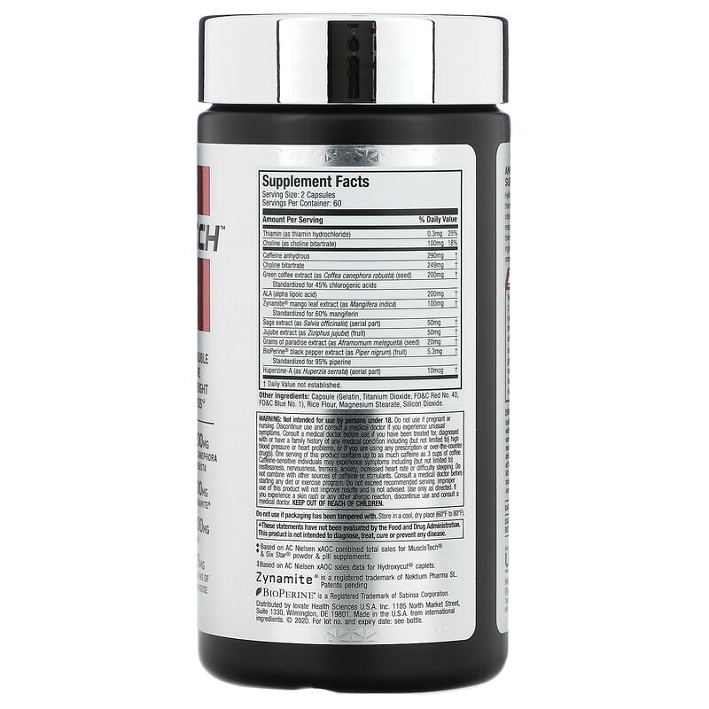 MuscleTech, Hydroxycut Hardcore, Super Elite, 120 Rapid-Release Thermo Caps 631656610147