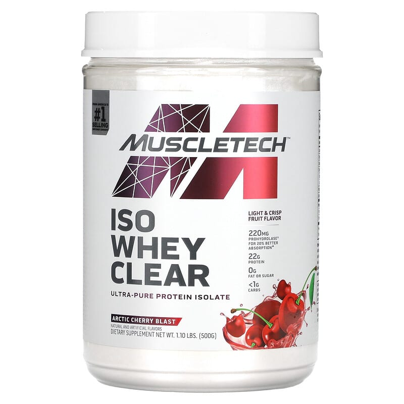 MuscleTech ISO Whey Clear Ultra-Pure Protein Isolate Arctic Cherry Blast 1.1 lbs (500 g) 631656714838