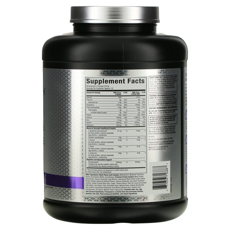 MuscleTech, Mass Tech Elite, Cookies & Cream, 6 lbs (2.72 kg) 631656716887