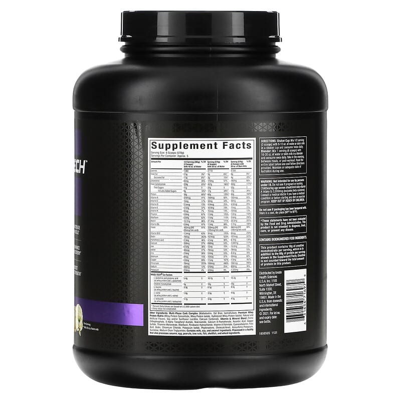 MuscleTech, Mass Tech Extreme 2000, Vanilla Milkshake, 6 lbs (2.72 kg) 631656716979