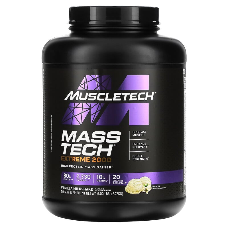 MuscleTech Mass Tech Extreme 2000 Vanilla Milkshake 6 lbs (2.72 kg) 631656716979