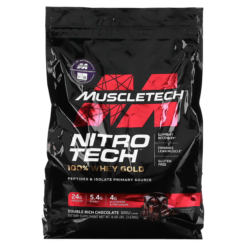 MuscleTech Nitro Tech 100% Whey Gold Double Rich Chocolate 8 lbs (3.63 kg) 631656711813