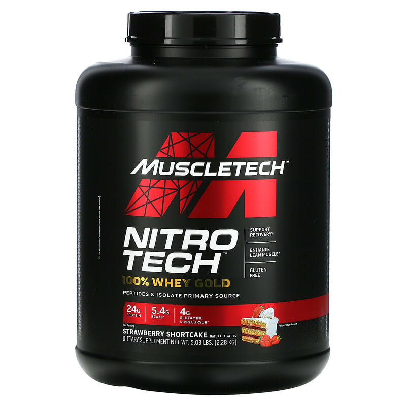 MuscleTech Nitro Tech 100% Whey Gold Strawberry Shortcake 5.03 lbs (2.28 kg) 631656710502