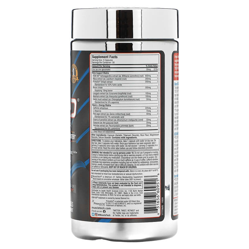 MuscleTech, Performance Series, Test HD Thermo, Thermogenic Testosterone Booster, 90 Capsules 631656609516