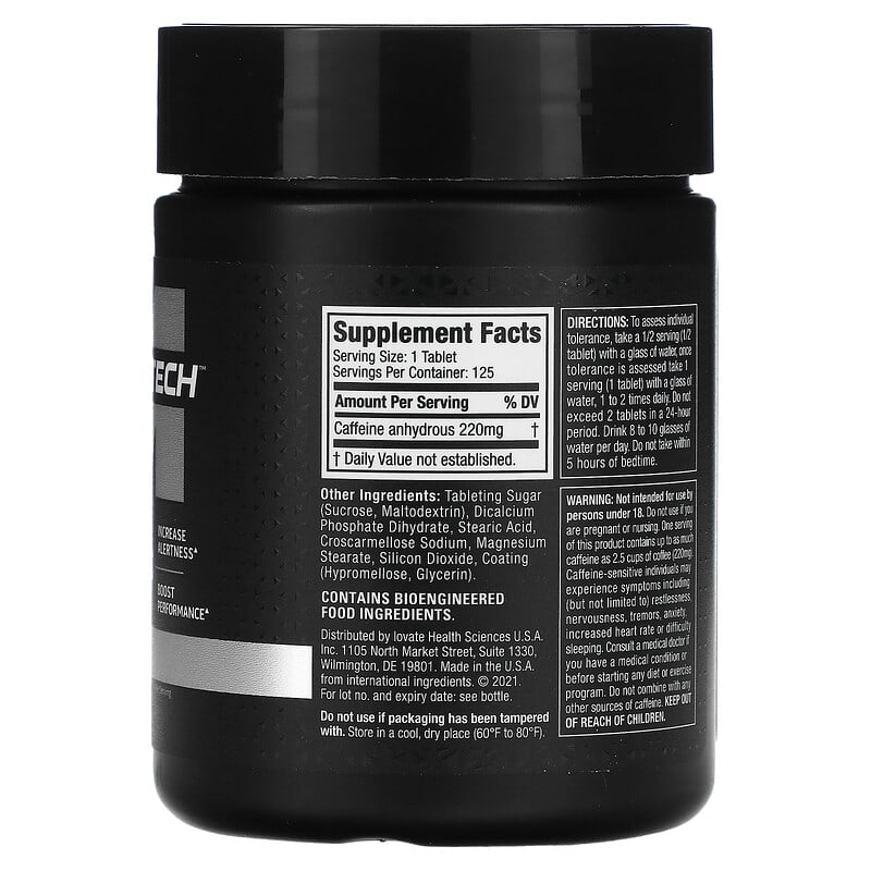 MuscleTech, Platinum 100% Caffeine, 220 mg, 125 Tablets 631656609394