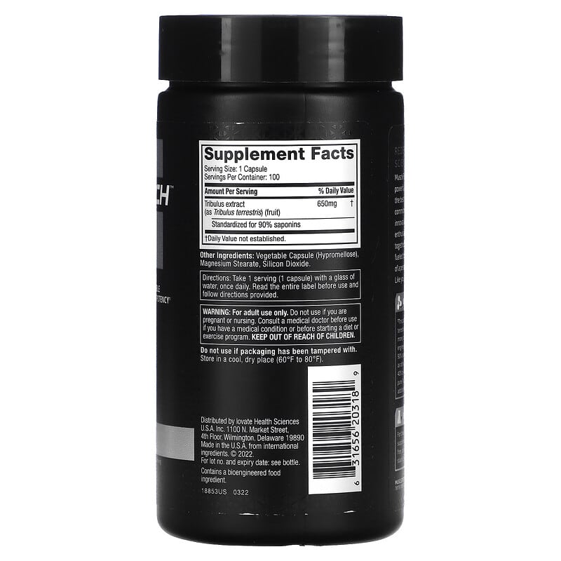 MuscleTech, Platinum 100% Tribulus, 650 mg, 100 Capsules 631656203189