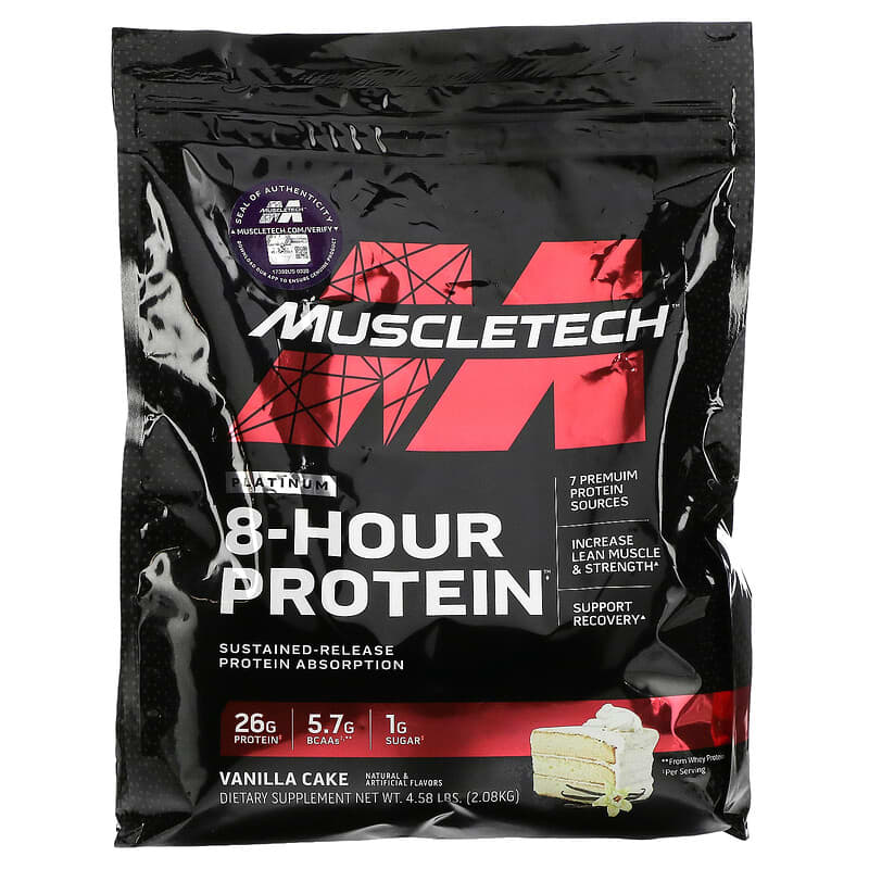 MuscleTech Platinum 8-Hour Protein Vanilla Cake 4.58 lbs (2.08 kg) 631656703535