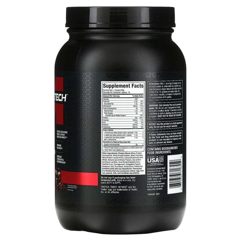 MuscleTech, Platinum Whey + Muscle Builder, Triple Chocolate, 1.8 lbs (817 g) 631656716559