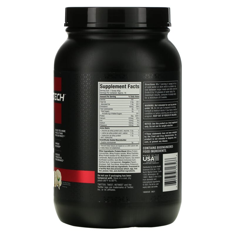 MuscleTech, Platinum Whey + Muscle Builder,  Vanilla Cream, 1.8 lbs (817 g) 631656716566