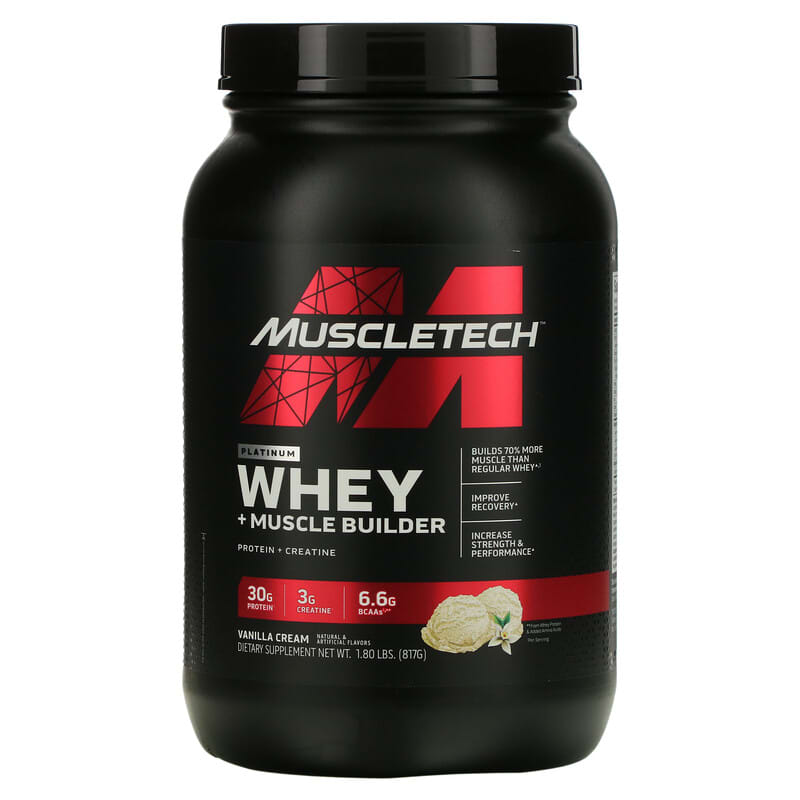 MuscleTech Platinum Whey + Muscle Builder Vanilla Cream 1.8 lbs (817 g) 631656716566