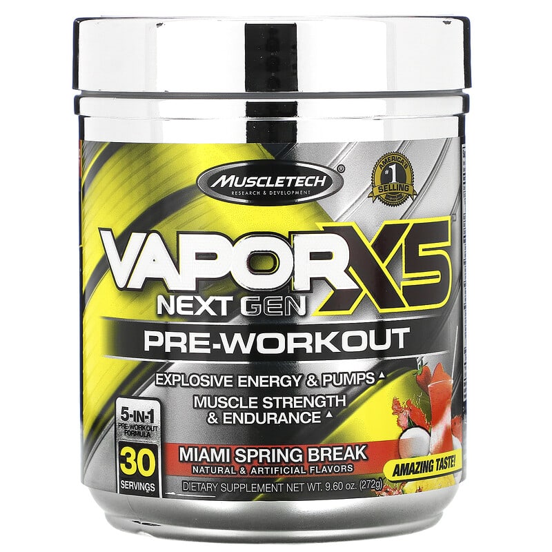 MuscleTech VaporX5 Next Gen Pre-Workout Miami Spring Break 9.60 oz (272 g) 631656712322