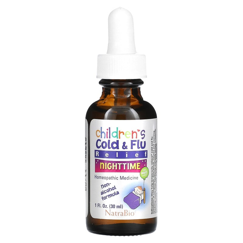 NatraBio, Children's Cold & Flu Relief, Liquid, Nighttime, 1 fl oz (30 ml) 371400909201