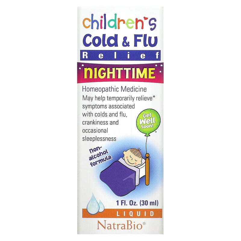 NatraBio Children's Cold & Flu Relief Liquid Nighttime 1 fl oz (30 ml) 371400909201