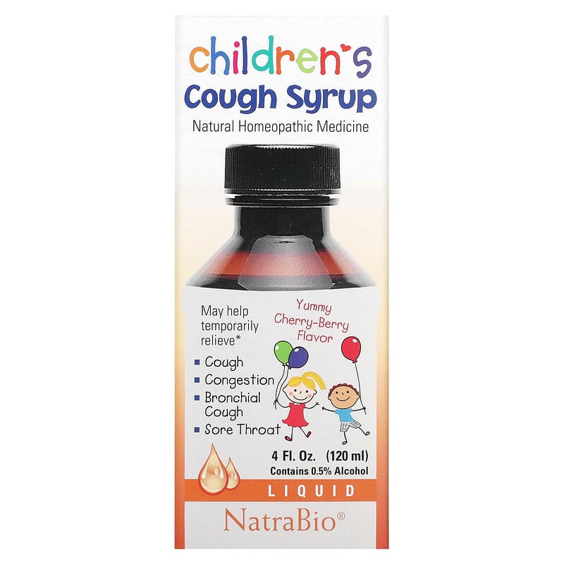 NatraBio Children's Cough Syrup Yummy Cherry-Berry  4 fl oz (120 ml) 371400552049