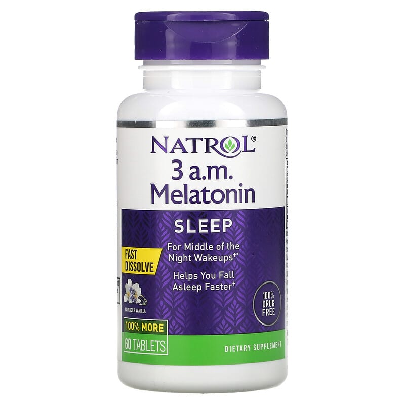 Natrol, 3 A.M. Melatonin, Sleep, Lavender Vanilla, 60 Tablets 47469078195