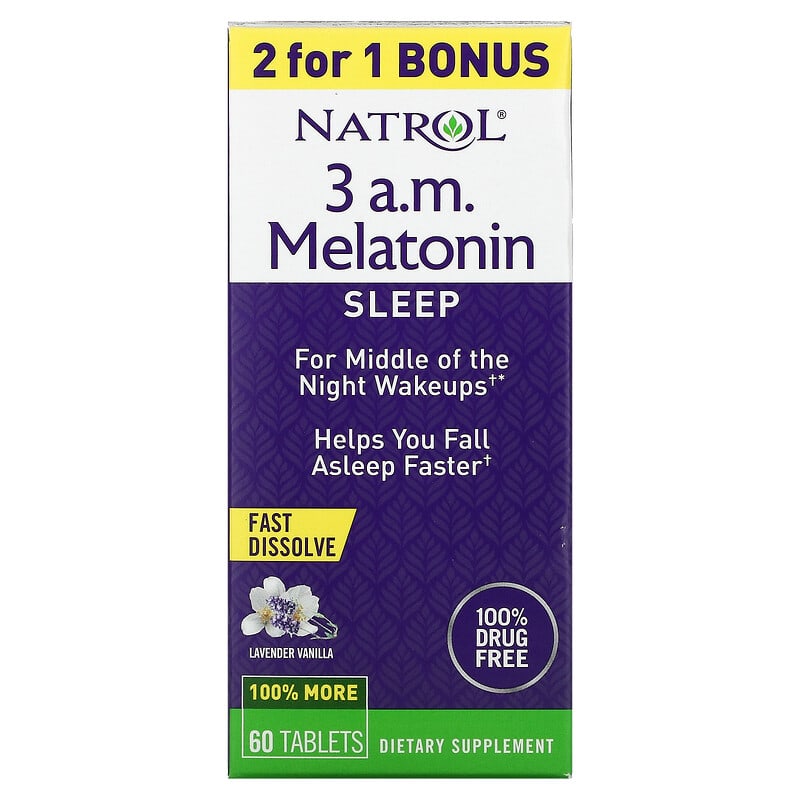 Natrol 3 A.M. Melatonin Sleep Lavender Vanilla 60 Tablets 47469078195