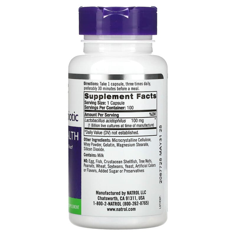 Natrol, Acidophilus Probiotic, 1 Billion, 100 Capsules 47469009700