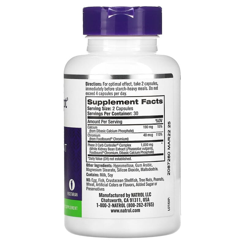 Natrol, Carb Intercept with Phase 2 Carb Controller, 500 mg, 60 Veggie Capsules 47469161767