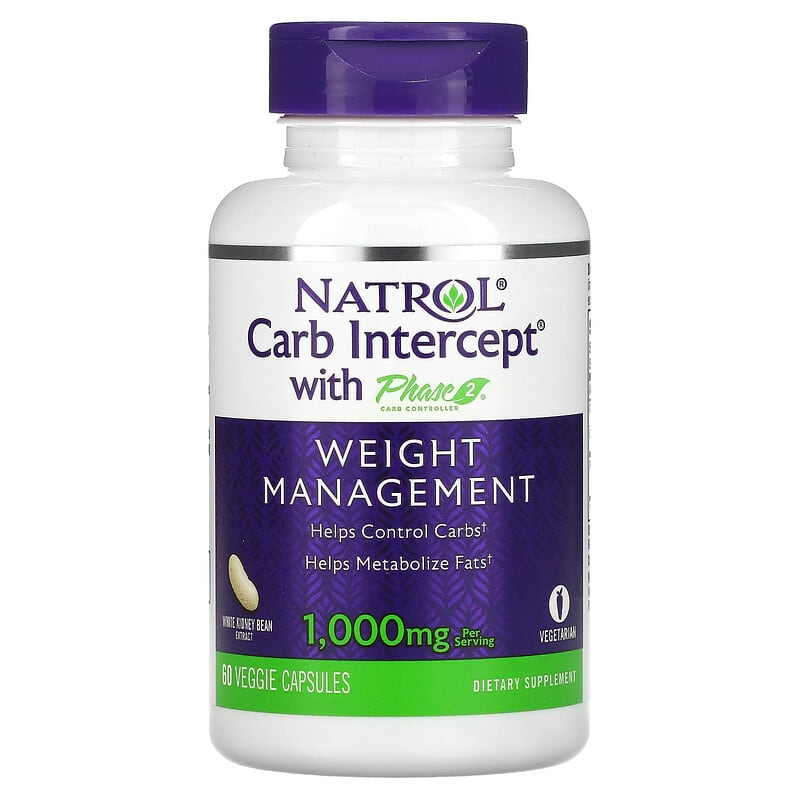 Natrol Carb Intercept with Phase 2 Carb Controller 500 mg 60 Veggie Capsules 47469161767