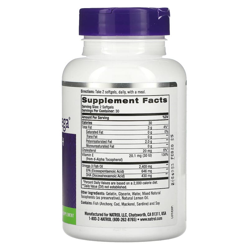 Natrol, Extreme Omega, Lemon, 1,200 mg, 60 Softgels 47469045104