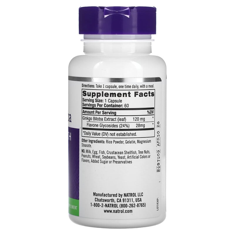 Natrol, Ginkgo Biloba, 120 mg, 60 Capsules 47469007683