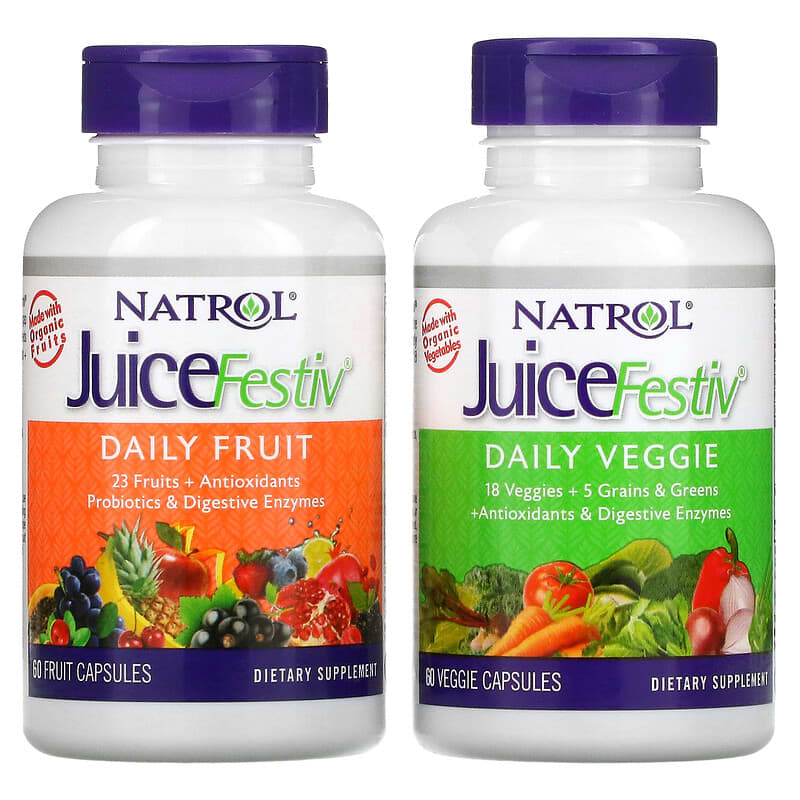 Natrol, JuiceFestiv, 2 Bottles, 60 Capsules Each 47469053031
