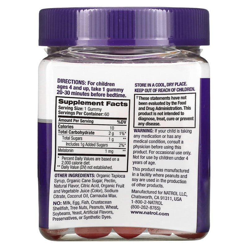 Natrol, Kids, Melatonin, Ages 4+, Berry, 60 Gummies 47469076924