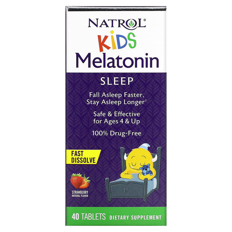 Natrol Kids Melatonin Ages 4 & Up Strawberry 40 Tablets 47469075293