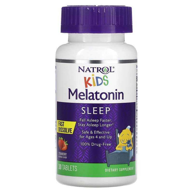Natrol, Kids, Melatonin,  Fast Dissolve, Ages 4 & Up, Strawberry, 30 Tablets 47469076979