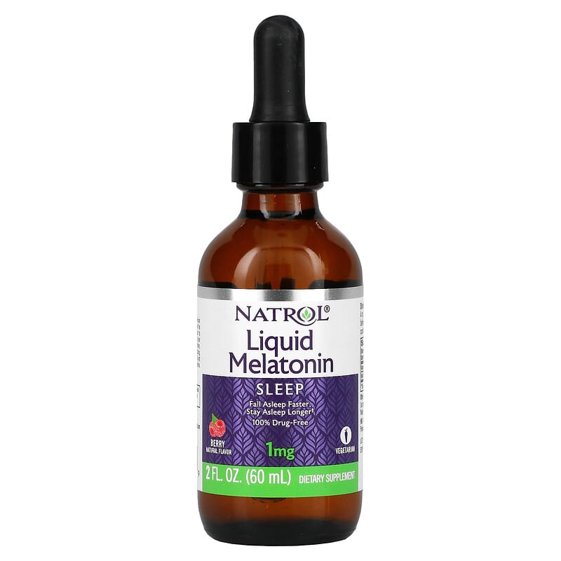 Natrol Liquid Melatonin Berry 1 mg 2 fl oz (60 ml) 47469074029