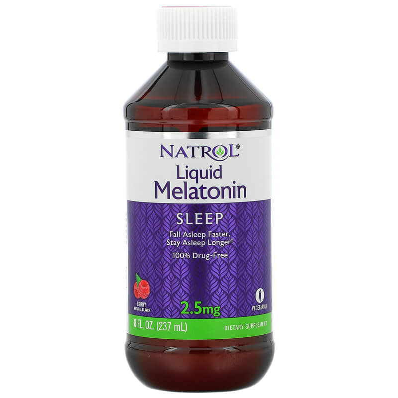 Natrol Liquid Melatonin Sleep Berry 2.5 mg 8 fl oz (237 ml) 47469074050