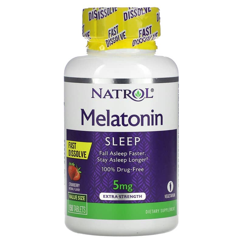 Natrol Melatonin Fast Dissolve Extra Strength Strawberry 5 mg 150 Tablets 47469071448