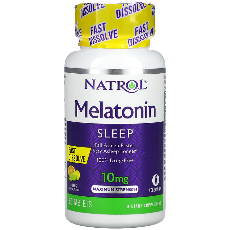Natrol Melatonin Fast Dissolve Maximum Strength Citrus 10 mg 60 Tablets 47469076689