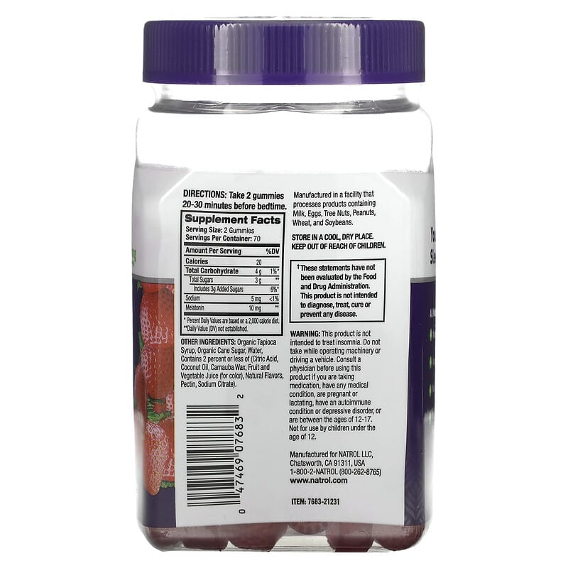 Natrol, Melatonin, Sleep, Strawberry, 5 mg, 140 Gummies 47469076832